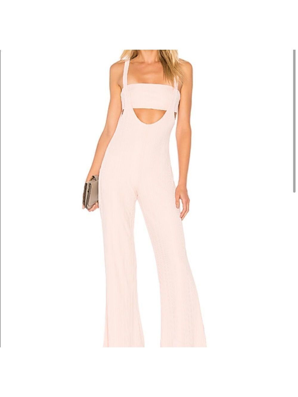 House of Harlow Ribbed Wide Leg Jumpsuit with Bandeau